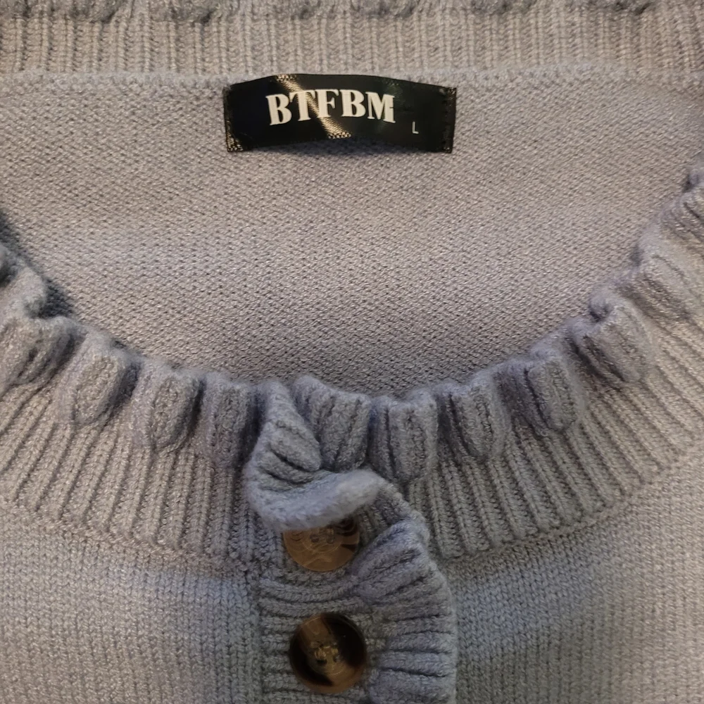 Gray Ruffle Button-Detail Sweater - Picture 2 of 5